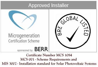 Approved MCS solar  panel installer certificate